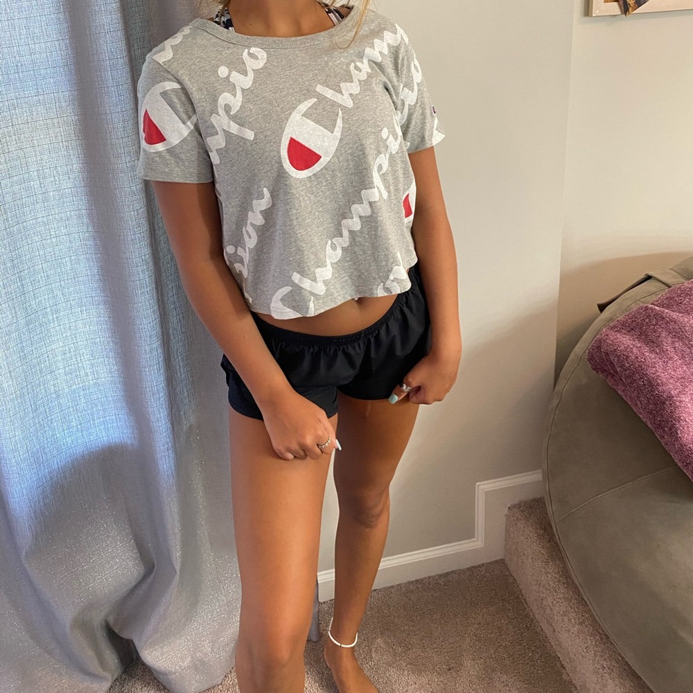 Champion All Over Script Crop T-shirt